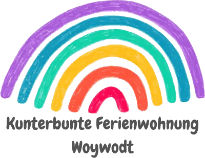 Logo der Kunterbunten Ferienwohnung Woywodt in Winterberg: ein gemalter Regenbogen